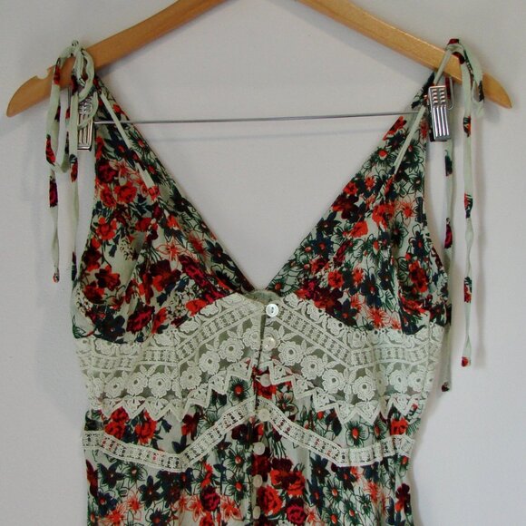 Free People Claire Floral Boho Maxi Slip Dress Sleeveless Crochet Lace NEW XS - Picture 12 of 15